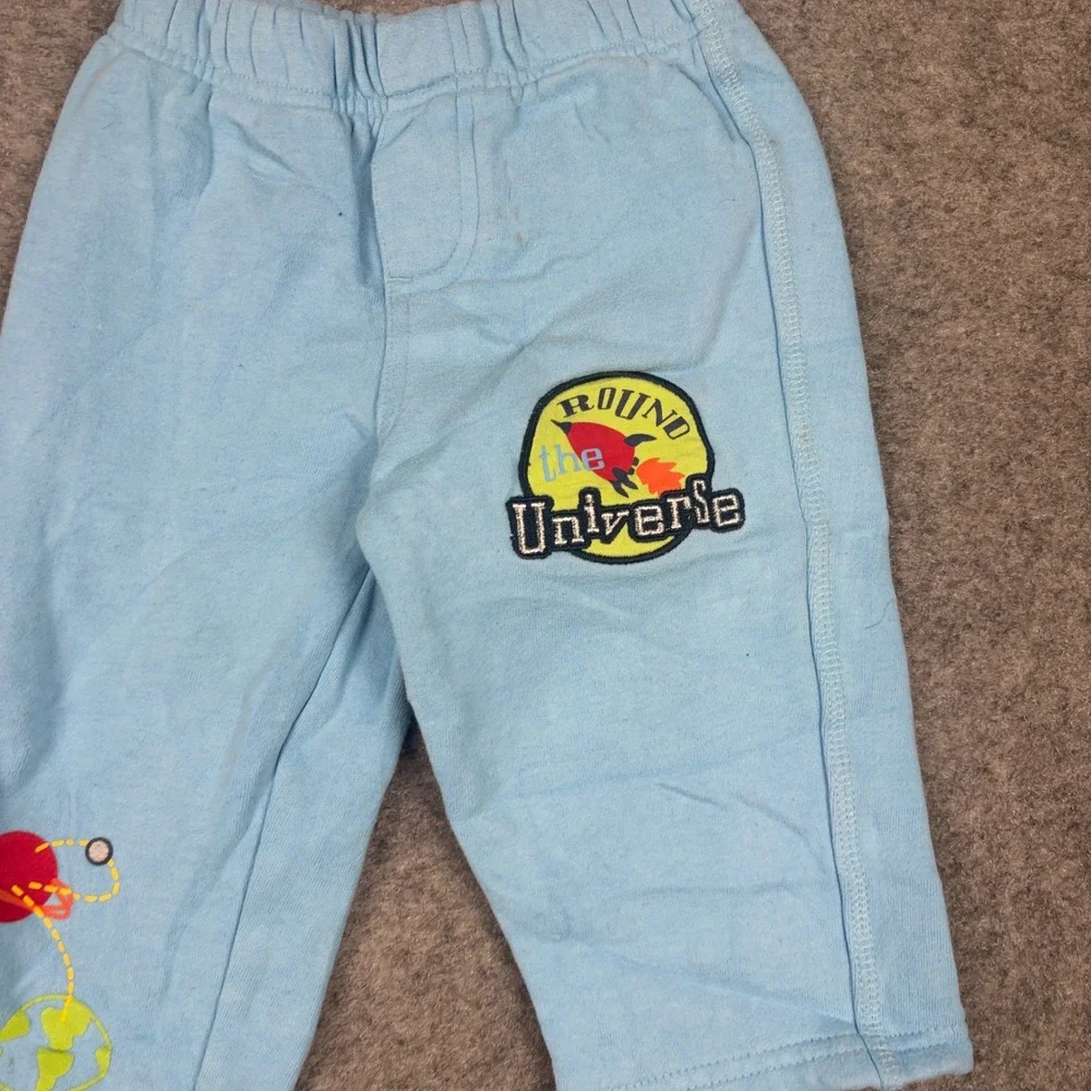 Flapdoodles‎ Sweatpants Baby 18M Blue Round The Universe Space Rocket Planet
